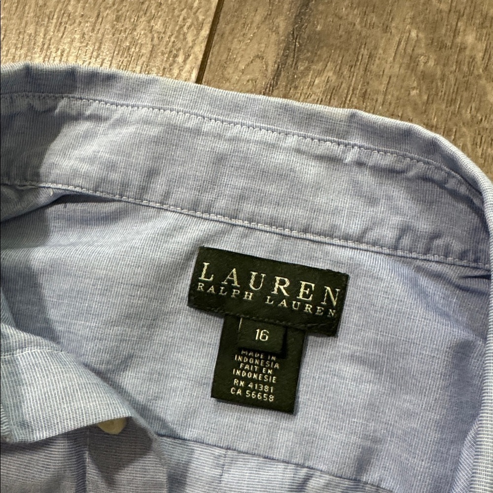 Lauren Ralph Lauren Youth Button Up Crest Logo Preppy Academic Shirt 16R - Picture 3 of 4